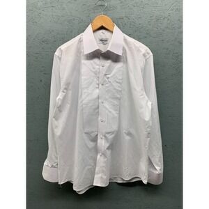 Berlioni Men's L‎ White Tuxedo Pleated Dress Shirt with French Cuffs